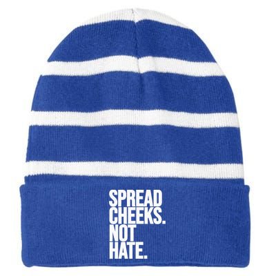 Spread Cheeks Not Hate Funny Gym Fitness And Workout Striped Beanie with Solid Band