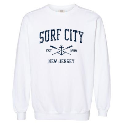 Surf City Nj Vintage Crossed Oars & Boat Anchor Garment-Dyed Sweatshirt