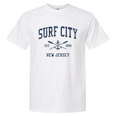 Surf City Nj Vintage Crossed Oars & Boat Anchor Garment-Dyed Heavyweight T-Shirt