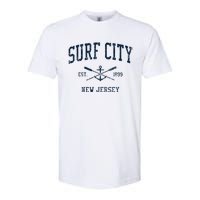 Surf City Nj Vintage Crossed Oars & Boat Anchor Softstyle CVC T-Shirt