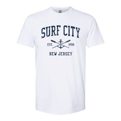 Surf City Nj Vintage Crossed Oars & Boat Anchor Softstyle CVC T-Shirt