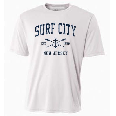 Surf City Nj Vintage Crossed Oars & Boat Anchor Cooling Performance Crew T-Shirt