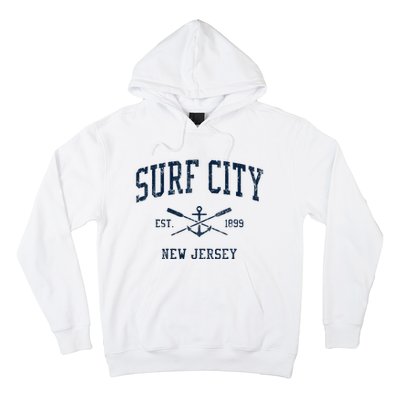 Surf City Nj Vintage Crossed Oars & Boat Anchor Hoodie