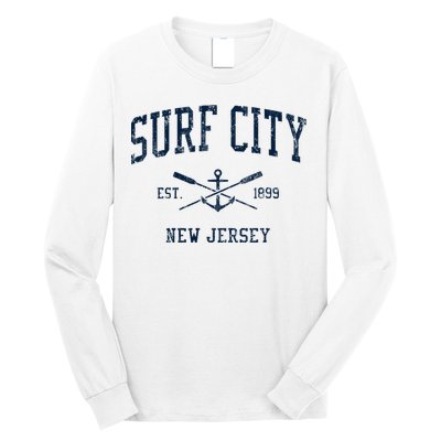 Surf City Nj Vintage Crossed Oars & Boat Anchor Long Sleeve Shirt