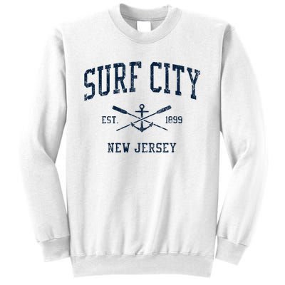 Surf City Nj Vintage Crossed Oars & Boat Anchor Sweatshirt