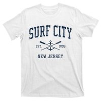 Surf City Nj Vintage Crossed Oars & Boat Anchor T-Shirt