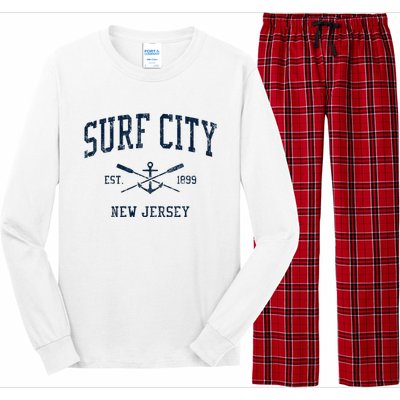 Surf City Nj Vintage Crossed Oars & Boat Anchor Long Sleeve Pajama Set