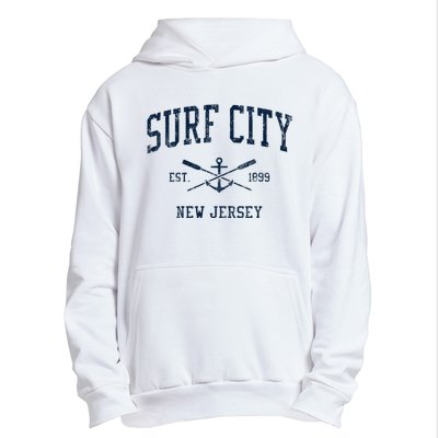 Surf City Nj Vintage Crossed Oars & Boat Anchor Urban Pullover Hoodie