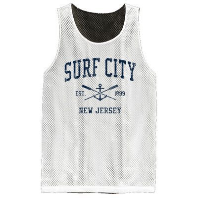 Surf City Nj Vintage Crossed Oars & Boat Anchor Mesh Reversible Basketball Jersey Tank