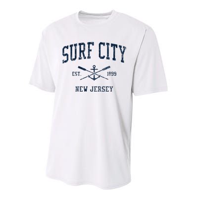 Surf City Nj Vintage Crossed Oars & Boat Anchor Performance Sprint T-Shirt