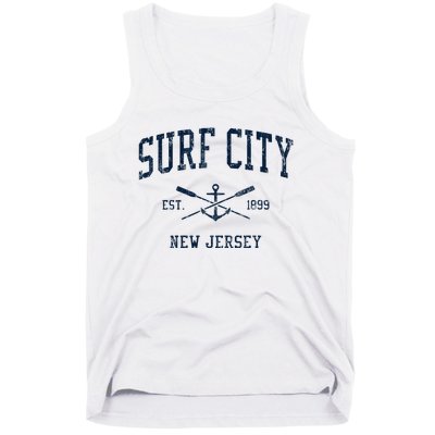 Surf City Nj Vintage Crossed Oars & Boat Anchor Tank Top