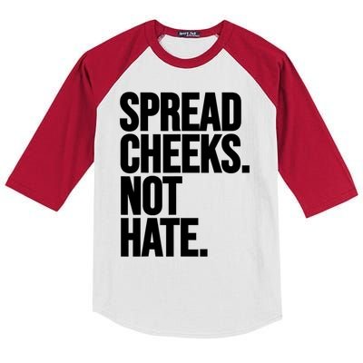 Spread Cheeks Not Hate Funny Gym Fitness And Workout Kids Colorblock Raglan Jersey