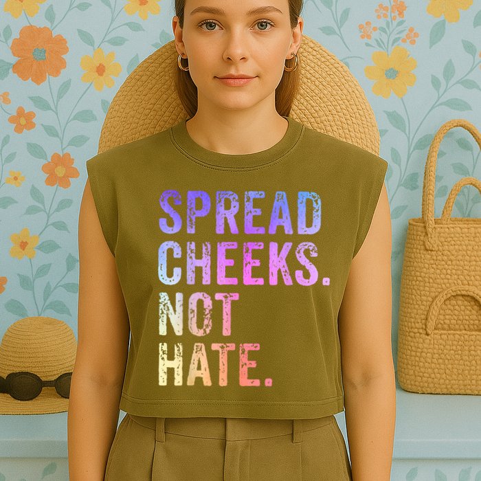 Spread Cheeks Not Hate Funny Garment-Dyed Women's Muscle Tee