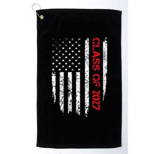 Senior Class Of 2027 Graduation Patriotic American Flag Platinum Collection Golf Towel