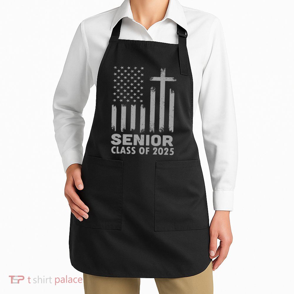 Senior Class Of 2025 Usa Flag Cross Christian Graduation Apron
