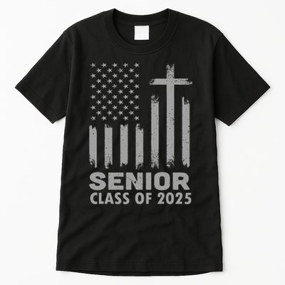 Senior Class Of 2025 Usa Flag Cross Christian Graduation Tall T-Shirt