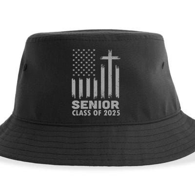 Senior Class Of 2025 Usa Flag Cross Christian Graduation Sustainable Bucket Hat