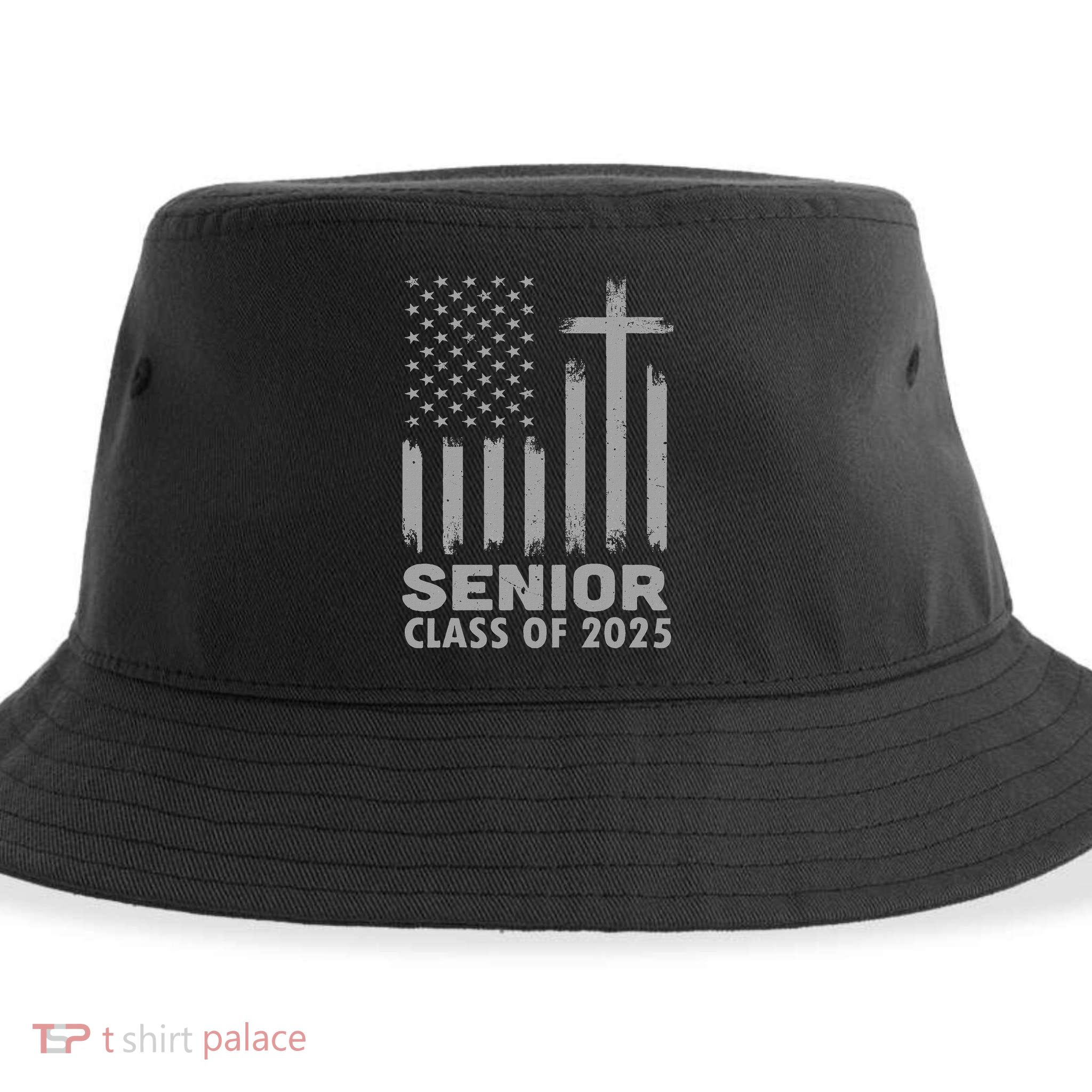 Senior Class Of 2025 Usa Flag Cross Christian Graduation Sustainable Bucket Hat