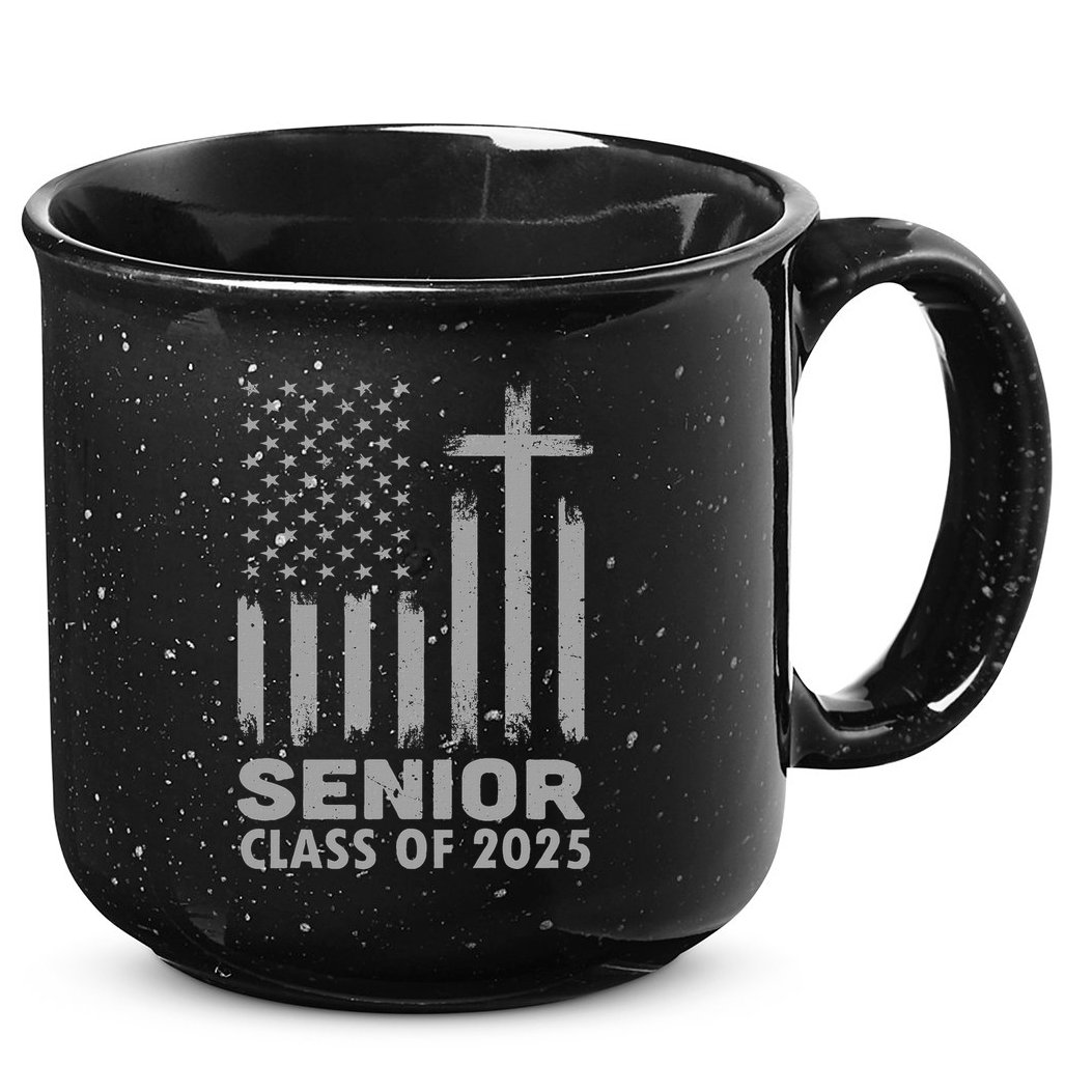 Senior Class Of 2025 Usa Flag Cross Christian Graduation 15oz Campfire Ceramic Mug
