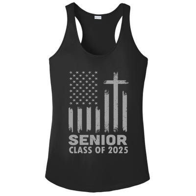 Senior Class Of 2025 Usa Flag Cross Christian Graduation Ladies PosiCharge Competitor Racerback Tank