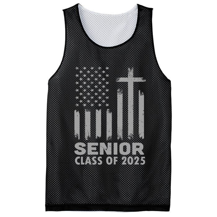 Senior Class Of 2025 Usa Flag Cross Christian Graduation Mesh Reversible Basketball Jersey Tank