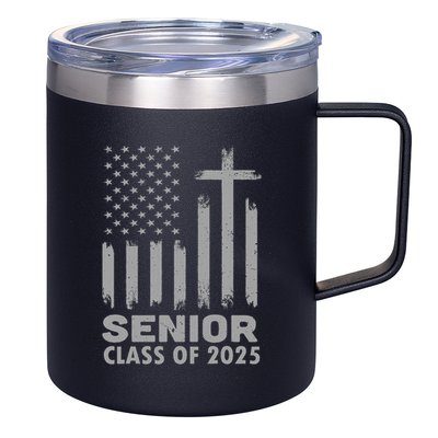 Senior Class Of 2025 Usa Flag Cross Christian Graduation 12oz Stainless Steel Coffee Mug