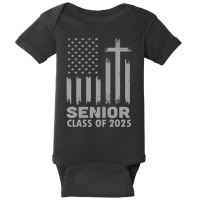 Senior Class Of 2025 Usa Flag Cross Christian Graduation Baby Bodysuit