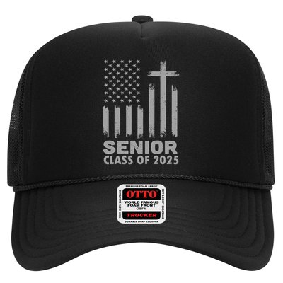 Senior Class Of 2025 Usa Flag Cross Christian Graduation Trucker Hat