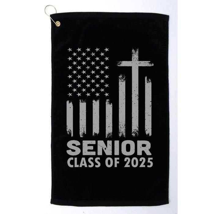 Senior Class Of 2025 Usa Flag Cross Christian Graduation Golf Towel
