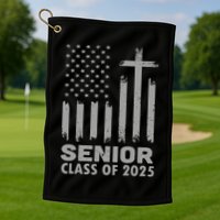 Senior Class Of 2025 Usa Flag Cross Christian Graduation Golf Towel