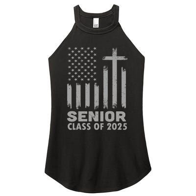 Senior Class Of 2025 Usa Flag Cross Christian Graduation Women's Perfect Tri Rocker Tank