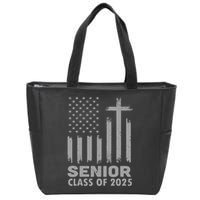 Senior Class Of 2025 Usa Flag Cross Christian Graduation Zip Tote Bag