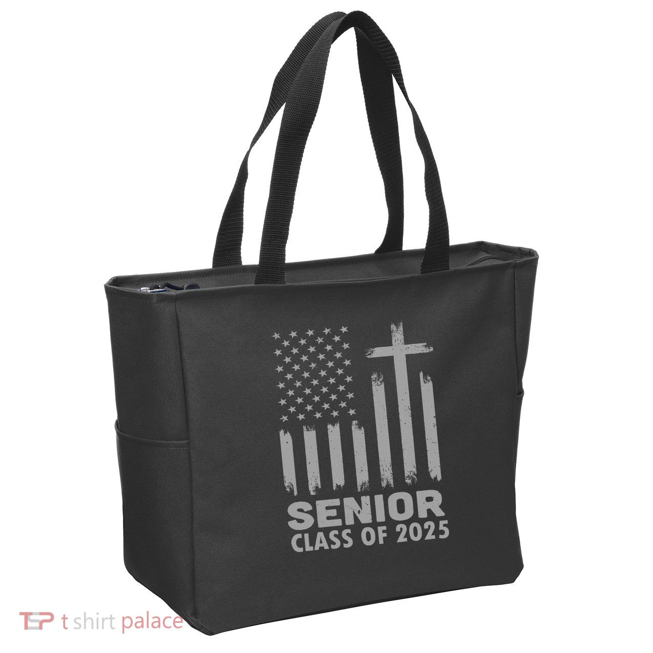 Senior Class Of 2025 Usa Flag Cross Christian Graduation Zip Tote Bag