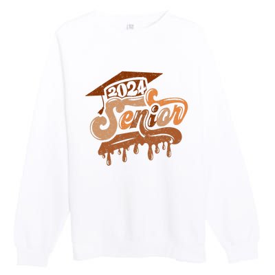 Senior Class Of 2024 Black Educated Graduate Afro Melanin Premium Crewneck Sweatshirt