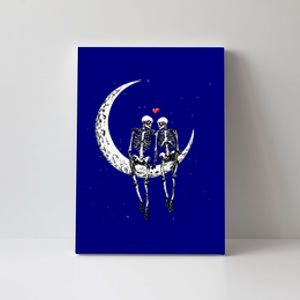 Skeleton Couple On Moon Funny Halloween Costume Canvas