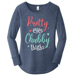 Strong Confident Or Pretty Eyes Chubby Thighs Gift Women's Perfect Tri Tunic Long Sleeve Shirt