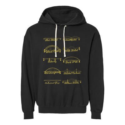 Steel City Of Pittsburgh Bridges 412 Black And Yellow Pgh Garment-Dyed Fleece Hoodie