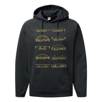 Steel City Of Pittsburgh Bridges 412 Black And Yellow Pgh Performance Fleece Hoodie