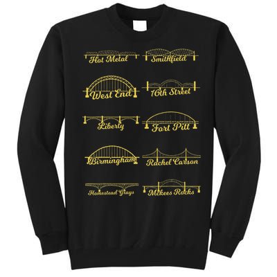 Steel City Of Pittsburgh Bridges 412 Black And Yellow Pgh Tall Sweatshirt