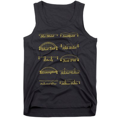 Steel City Of Pittsburgh Bridges 412 Black And Yellow Pgh Tank Top