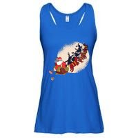 Santa Claus On Christmas Sleigh Pulled By Reindeer Gift Ladies Essential Flowy Tank