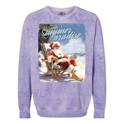 Santa Chillin On The Beach Summer Paradise Colorblast Crewneck Sweatshirt