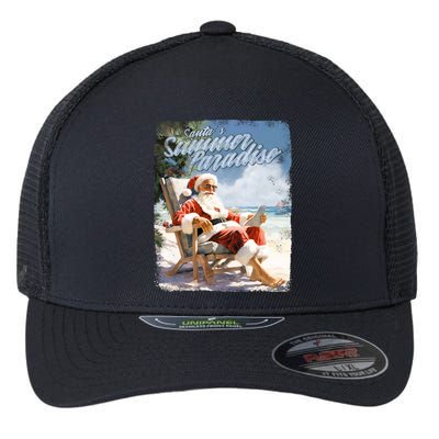 Santa Chillin On The Beach Summer Paradise Flexfit Unipanel Trucker Cap