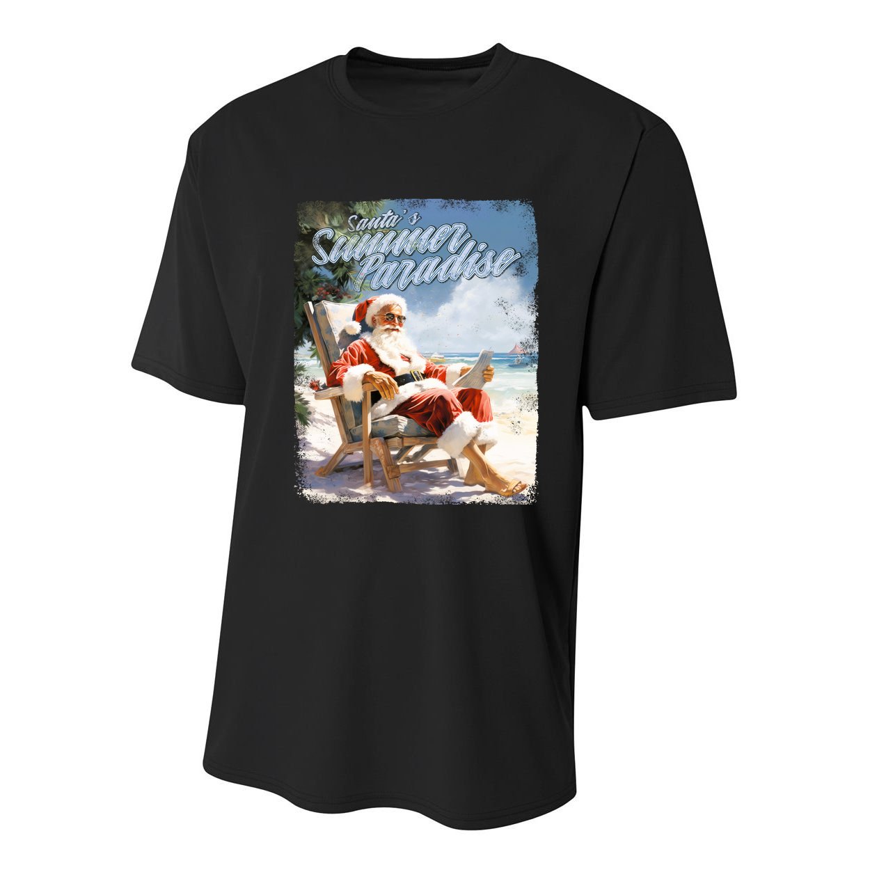 Santa Chillin On The Beach Summer Paradise Youth Performance Sprint T-Shirt
