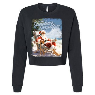 Santa Chillin On The Beach Summer Paradise Cropped Pullover Crew