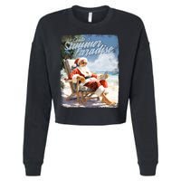 Santa Chillin On The Beach Summer Paradise Cropped Pullover Crew