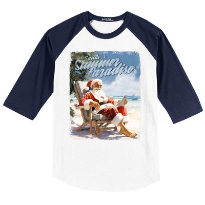 Santa Chillin On The Beach Summer Paradise Baseball Sleeve Shirt