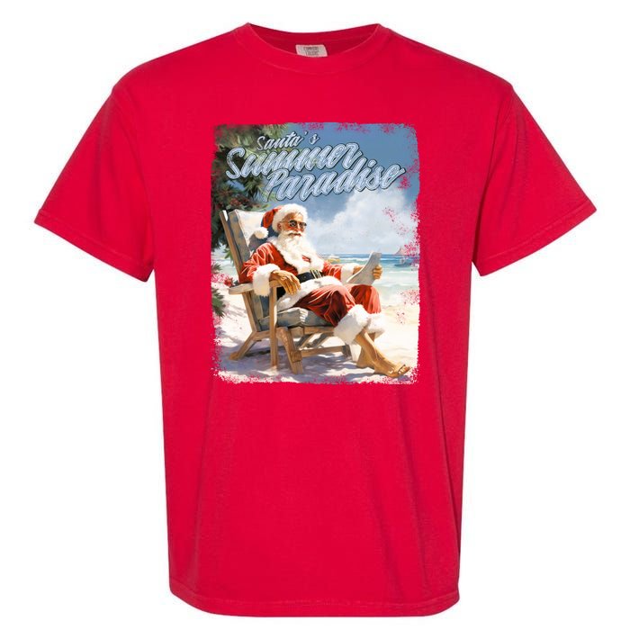 Santa Chillin On The Beach Summer Paradise Garment-Dyed Heavyweight T-Shirt