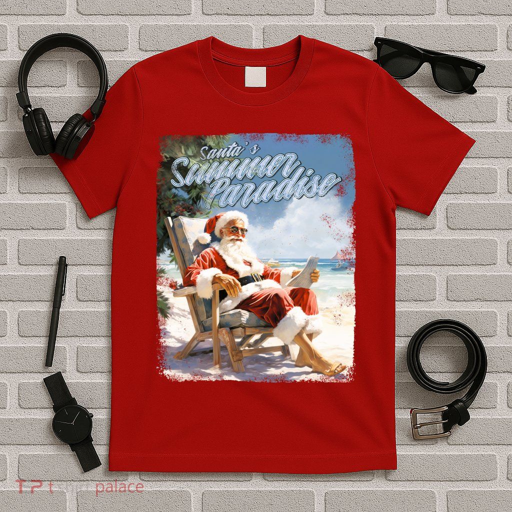 Santa Chillin On The Beach Summer Paradise T-Shirt