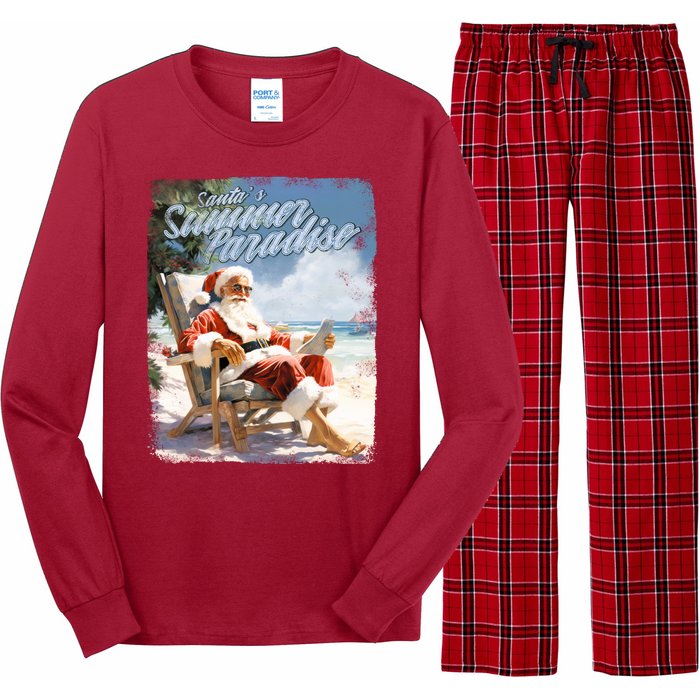 Santa Chillin On The Beach Summer Paradise Long Sleeve Pajama Set